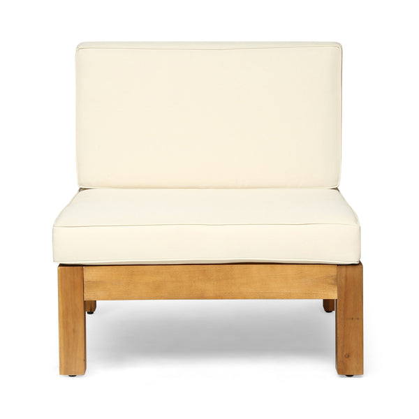 English Elm Oana Outdoor Modular Sectional Set Acacia Wood Frame V Shape Patio Seating Beige 64497-98-99.00BGE-64495.00BGE