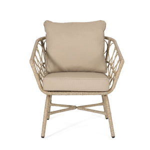 English Elm Christopher Knight Home® - BRUCE Club Chair Set - Brown PE Rattan & Iron Frame, Boho Outdoor Seating with Water-Resistant Cushions 70415.00LBRN