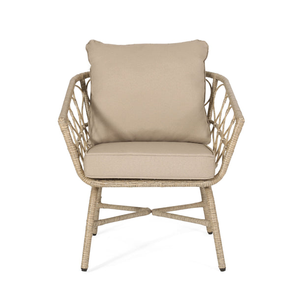 English Elm Christopher Knight Home® - BRUCE Club Chair Set - Brown PE Rattan & Iron Frame, Boho Outdoor Seating with Water-Resistant Cushions 70415.00LBRN