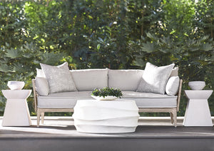 Bernhardt Bernhardt Kai Round Outdoor Cocktail Table - White Stonecast Rattan Texture, Uv-Protected 36"W X01028