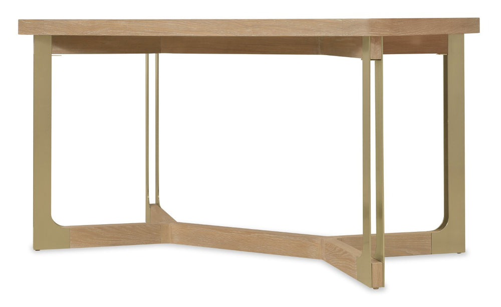 Hooker Furniture Banyon Counter-Height Gathering Table With Desert Oak Wire‑Brushed Top And Brushed Brass Legs For Stylish Dining 6081-75206-82