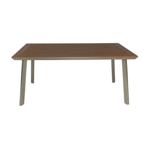 English Elm Christopher Knight Home® - LEEDS Eucalyptus Wood-Top Dining Table with Rust-Proof Aluminum Frame for Outdoor Patio Seating of 6 62762.00SIL