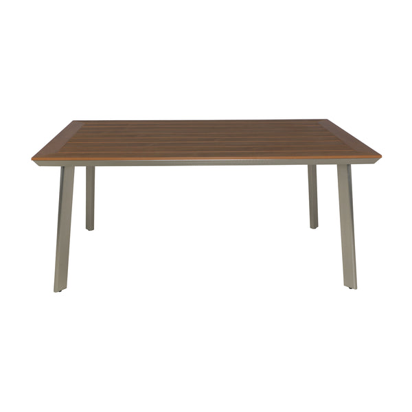 English Elm Christopher Knight Home® - LEEDS Eucalyptus Wood-Top Dining Table with Rust-Proof Aluminum Frame for Outdoor Patio Seating of 6 62762.00SIL