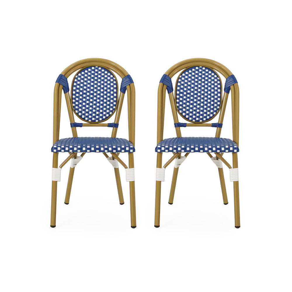 English Elm French Bistro Outdoor Chair Set of 2 Handwoven Pe Rattan Aluminum Cafe Patio Seating 69959.00