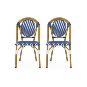 English Elm French Bistro Outdoor Chair Set of 2 Handwoven Pe Rattan Aluminum Cafe Patio Seating 69959.00