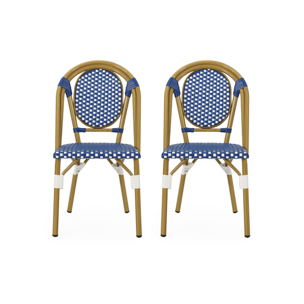 English Elm French Bistro Outdoor Chair Set of 2 Handwoven Pe Rattan Aluminum Cafe Patio Seating 69959.00
