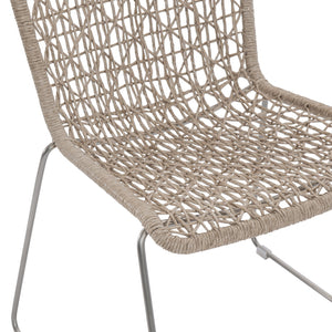 Bernhardt Bernhardt Carmel Outdoor Side Chair — Twisted Abaca All-Weather Wicker, Stainless Steel Base, Hazelnut Finish X03551