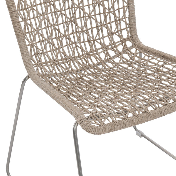 Bernhardt Bernhardt Carmel Outdoor Side Chair — Twisted Abaca All-Weather Wicker, Stainless Steel Base, Hazelnut Finish X03551