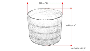 English Elm Brody 20" Round Pouf – Cozy Distressed Brown Vegan Leather Ottoman For Versatile Home Use B136P159283