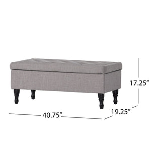 English Elm Christopher Knight Home® - Storage Ottoman Bench with Tufted Plush Top, Hidden Compartment, Dark Wood Legs, 41.5" x20" x12" Grey 54744.00MGY