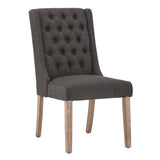 Homelegance By Top-Line Griffin Tufted Linen Upholstered Side Chairs (Set of 2) Dark Grey Rubberwood