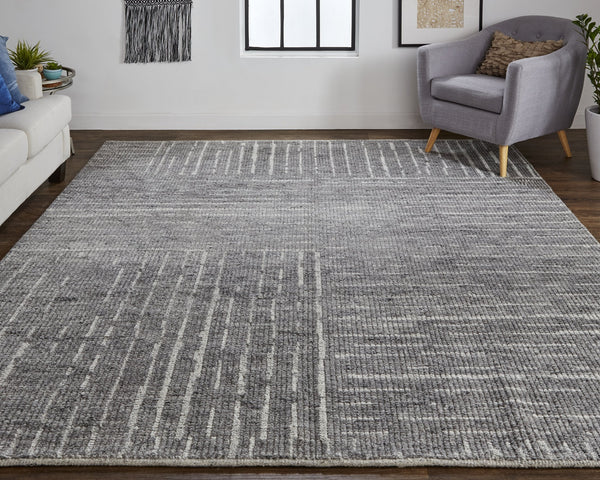 Feizy Rugs Alford Hand Knotted Wool Area Rug - Contemporary Geometric Design For Stylish Home Decor Gray,Silver,Ivory Wool Alf6913fchl000e50