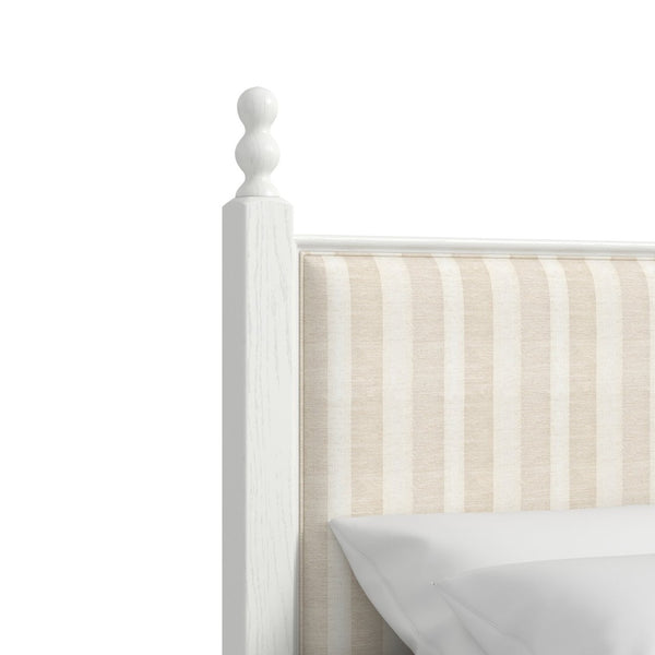A.R.T. Furniture Haven Canopy Bed with Vintage Spindle Design, Upholstered Headboard, and Golden Frame for Cozy Retreat 339136-2367