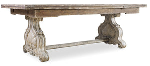 Hooker Furniture Chatelet Refectory Trestle Dining Table With Harp Bases, Paris Vintage Distressed Finish, Seats 10 5350-75206