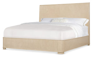 Hooker Furniture Westwood Queen Panel Bedframe With Polished Limestone Oak Veneer Finish, Minimalist Modern Design, Versatile Curved Footboard 93.00 L x 81.00W x 60.00H 6133-90260-80