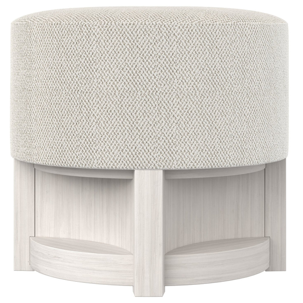 Bernhardt Bernhardt Stratum Sculptural Bench With Mist Wood Base & Plush Round Upholstered Seat — Transitional Glam 325507