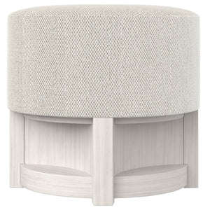 Bernhardt Bernhardt Stratum Sculptural Bench With Mist Wood Base & Plush Round Upholstered Seat — Transitional Glam 325507
