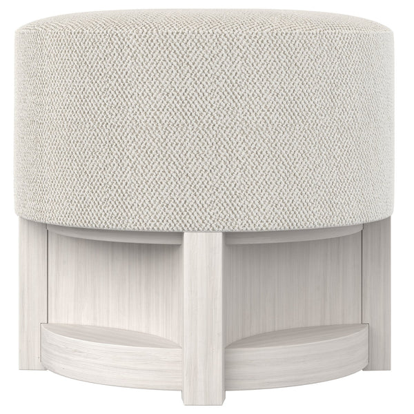 Bernhardt Bernhardt Stratum Sculptural Bench With Mist Wood Base & Plush Round Upholstered Seat — Transitional Glam 325507