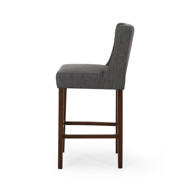 English Elm Christopher Knight Home® - Modern Metal Leg Bar Stool with High-Density Fabric Seat, 30" Counter Height, Commercial-Grade Comfort and Durability Charcoal 70678.00FCHAR