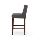 Christopher Knight Home® - Noble House - Bayliss Contemporary Wingback Fabric Barstools, Charcoal and Espresso - Set of 2