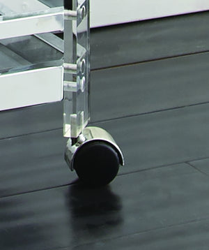 English Elm Steve Silver - Aerin Silver Server Cart with Casters — Modern Iron Frame, Acrylic & Tempered Glass Shelves, 33.25" L B081P157691