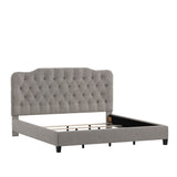 Homelegance By Top-Line Cosette Adjustable Diamond Tufted Camelback Bed Black Linen