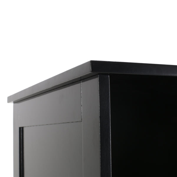 English Elm Christopher Knight Home® - BATHROOM Linen Tower Cabinet with Faux Wood Finish, Modern Slim Vertical Slat Design, Storage Organizer Black 66606.00BLK