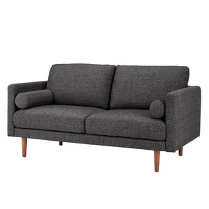 Homelegance By Top-Line Jeriah Mid-Century Tapered Leg Loveseat with Pillows Black Polyester