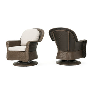 English Elm Christopher Knight Home® - Liam Swivel Club Chair Set Of 2 - Stylish Brown Rattan Outdoor Seating With Weather-Resistant Cushions 61516.00BRN