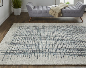 Feizy Rugs Maddox Hand-tufted Wool Abstract Rug In Soft Neutrals And Deep Blues For Contemporary Spaces Gray,Green,Tan Wool Mdx8630fgrychlg00