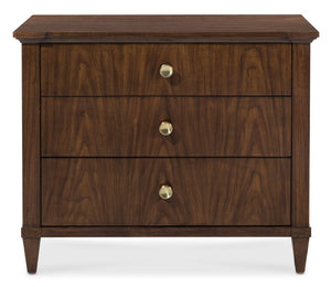 Hooker Furniture Archives Three-Drawer Nightstand With Cedar-Lined Drawer, Integrated Charging & Satin Brass Accents 6123-90217-89