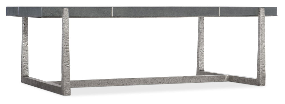 Hooker Furniture Chapman Faux Shagreen Rectangle Cocktail Table With Hand-Hammered Forged Pewter Base, 56" W 6033-80110-94
