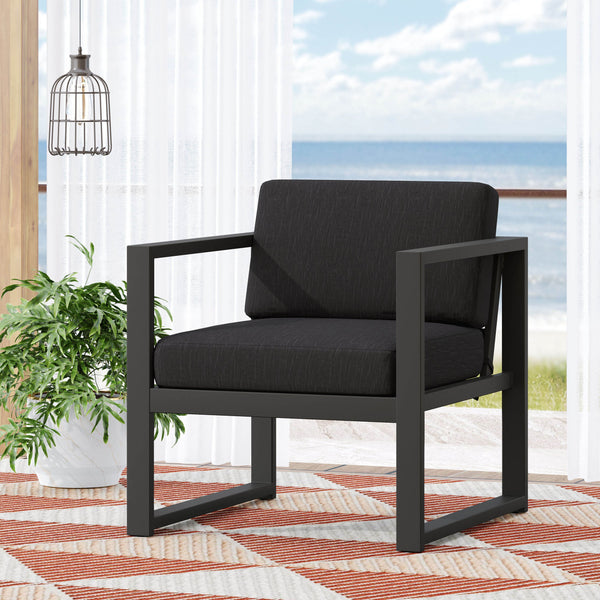 English Elm Christopher Knight Home® - NAVAN Dark Gray Club Chair with Aluminum Frame, Water-Resistant Cushions, Modern Outdoor Comfort 57716.00NS