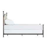 Homelegance By Top-Line Finola Cream Curved Top Cherry Brown Metal Poster Bed Black Linen