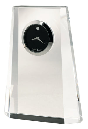 Hekman Furniture 645727 Paragon Modern Desk Clock - Elegant Beveled Glass Crystal With Black Dial & Silver Accents  Paragon Tabletop Clock 645727