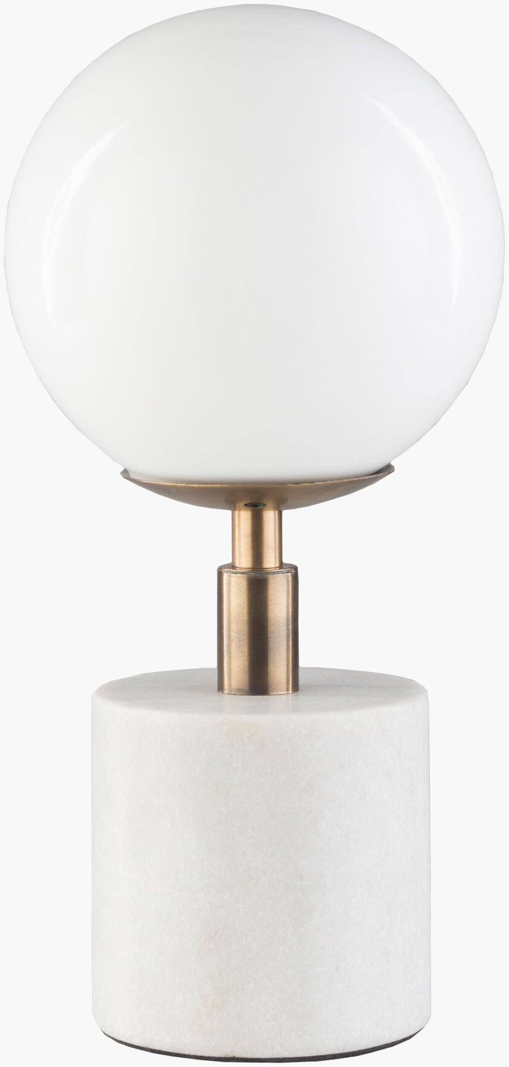 Surya Una Modern Stainless Steel Accent Table Lamp With Marble Base – 12" Stylish Home Lighting Piece Body, Metallic ,Brass,Base, White Stainless Steel,Marble,Glass Una-001