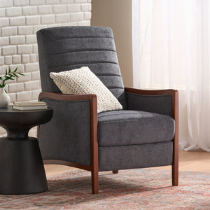 English Elm Christopher Knight Home® - Fabric Mid-Century Recliner Chair Grey – Pushback Upholstered Seat, Channel Stitching, Birch Wood Frame, Cozy 70451.00FGRY