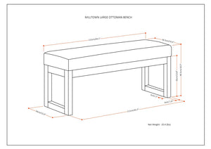 English Elm Milltown Large Mink Brown Ottoman Bench - Chic Upholstered Design For Versatile Home Comfort & Style B136P159082