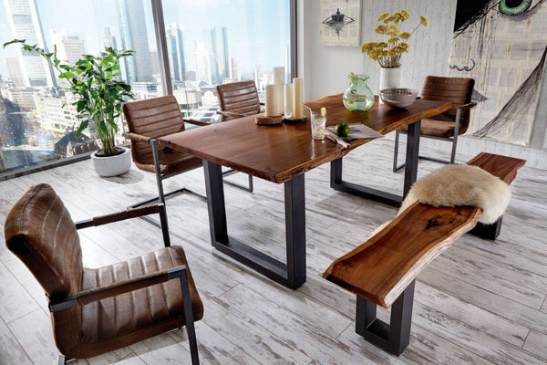 VIG Furniture Taylor Rustic Live Edge 87" Acacia Dining Table With Black U-Legs — Seats 8, Eco Crafted Elegance VGEDPRO222003-LG