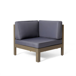English Elm Brava Acacia Wood Outdoor Modular Sofa Set Mid-century Slatted Cross-back Patio Seating 57967-8-64489DGY-64496GRY