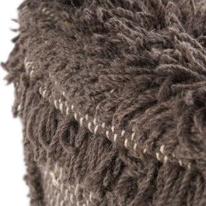 English Elm Christopher Knight Home® - ROJA Handcrafted Wool & Cotton 16x16 Boho Foot Stool with Eucalyptus Wood, Dark Brown Tufted Accent 63546.00DBRN