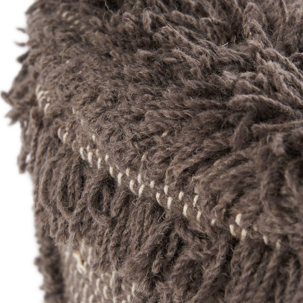 English Elm Christopher Knight Home® - ROJA Handcrafted Wool & Cotton 16x16 Boho Foot Stool with Eucalyptus Wood, Dark Brown Tufted Accent 63546.00DBRN