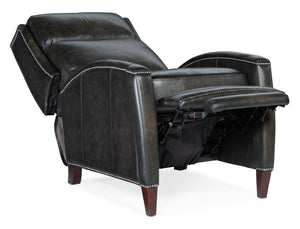 Hooker Furniture Declan Hand-Wiped Leather Push-Back Recliner With Wingback Silhouette, Nailhead Trim, Dark Legs Brown RC251-PB-089