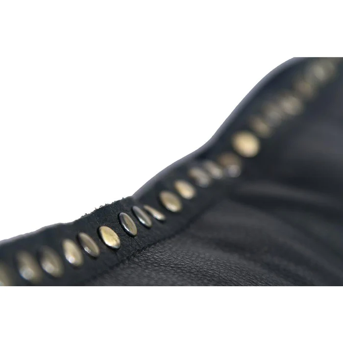 HiEnd Accents Genuine Midnight Black Euro soft Studded Flanged Pillow PL5021 Black Shell: 100% leather; Fill: 100% waterfowl feathers 16x24x6