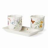 Lenox Butterfly Meadow 3-Piece Herb Pots & Tray Set Multi, WHITE PORCELAIN 895241