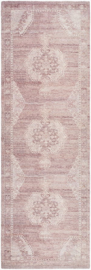 Livabliss Unique Hand Tufted Polyester Accent Rug with Low Pile Transitional Pattern for Entryways Dusty Rose, Blu 2'6" x 8' UNQ2317-268