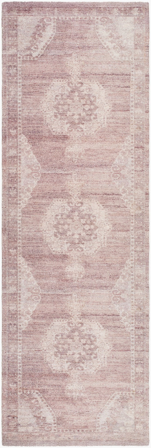 Livabliss Unique Hand Tufted Polyester Accent Rug with Low Pile Transitional Pattern for Entryways Dusty Rose, Blu 2'6" x 8' UNQ2317-268