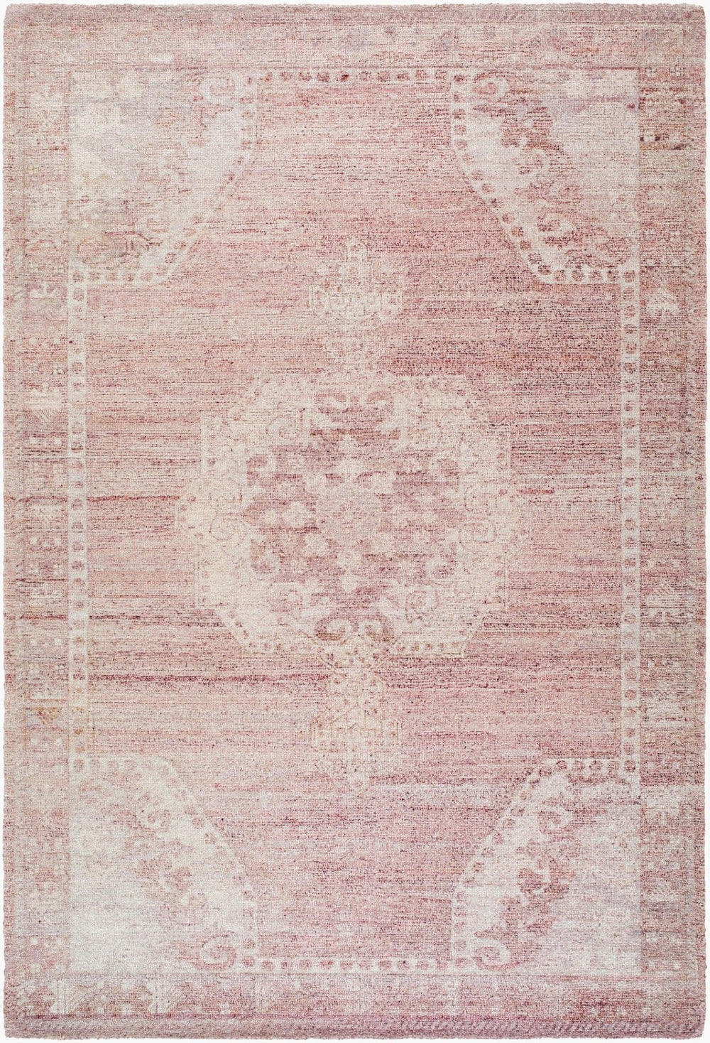 Livabliss Unique Hand Tufted Polyester Accent Rug with Low Pile Transitional Pattern for Entryways Dusty Rose, Blu 5' x 7'6" UNQ2317-576