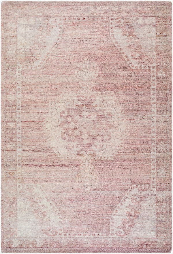 Livabliss Unique Hand Tufted Polyester Accent Rug with Low Pile Transitional Pattern for Entryways Dusty Rose, Blu 5' x 7'6" UNQ2317-576