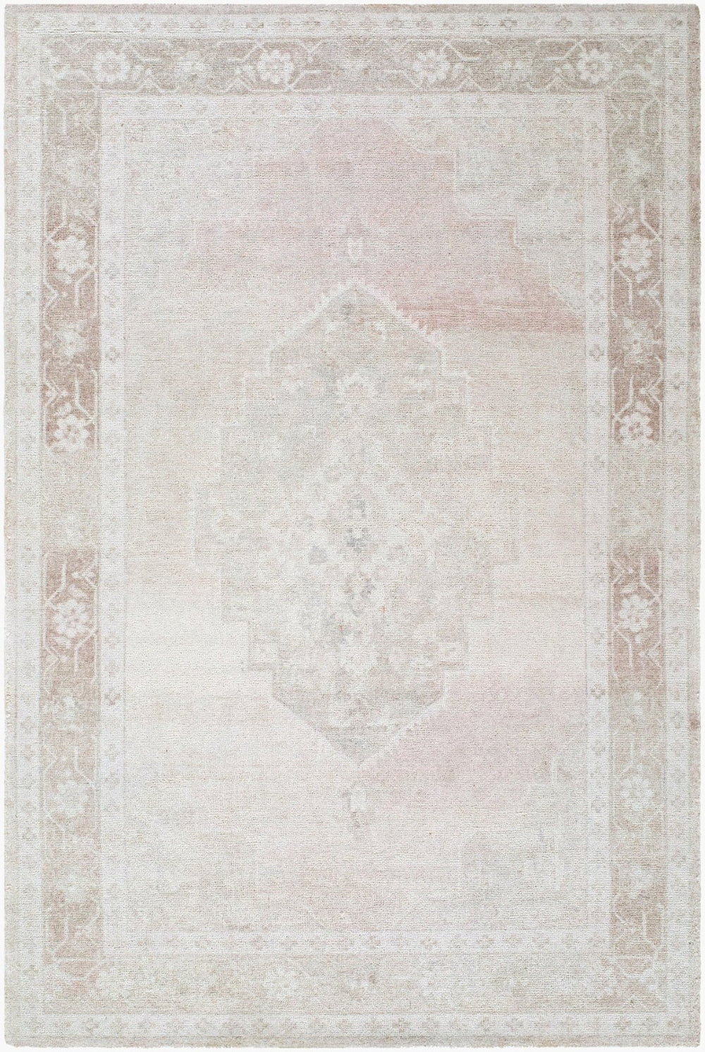 Livabliss Unique Hand Tufted Polyester Accent Rug Traditional Pattern for Entryway or Bedside Blush, Ivory 5' x 7'6" UNQ2323-576